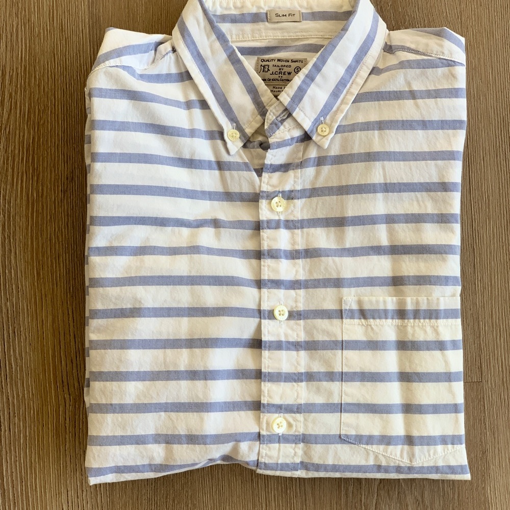 J.Crew Men’s Woven Shirts Slim Fit Button Down 100% Cotton | Stripe | Small